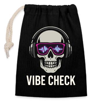 Crâne Neon Vibe Check – Skull Edition - Verschließbarer Geschenkbeutel aus Baumwolle (14x20cm) - Schwarz - Vorne
