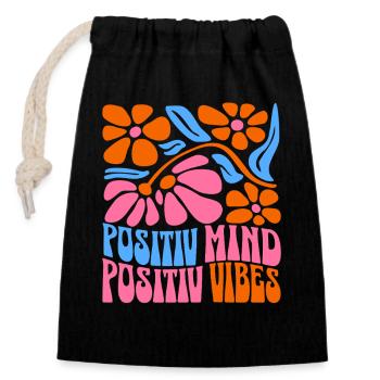 Positive Spirit Positive Vibes - Closable cotton gift bag (14x20cm) - black - Front