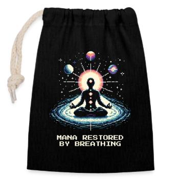 Mana erneuert: Atmen | Breathwork, Meditation - Closable cotton gift bag (14x20cm) - black - Front