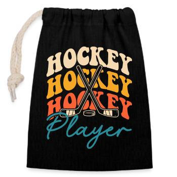 Hockey Eishockey Eishockeyspieler Geschenk - Verschließbarer Geschenkbeutel aus Baumwolle (14x20cm) - Schwarz - Vorne