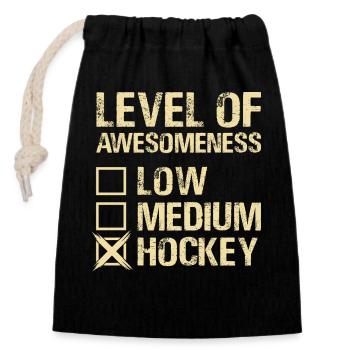 Hockey Eishockey Eishockeyspieler Geschenk - Verschließbarer Geschenkbeutel aus Baumwolle (14x20cm) - Schwarz - Vorne