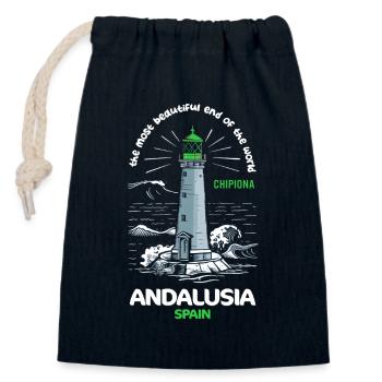 Andalousie Le Plus Bel Endroit du Monde Voyage - Sac cadeau en coton avec cordon (14 x 20 cm) - bleu marine - Devant