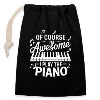 Bien sûr, je suis génial, je joue du piano Klavier - Sac cadeau en coton avec cordon (14 x 20 cm) - noir - Devant