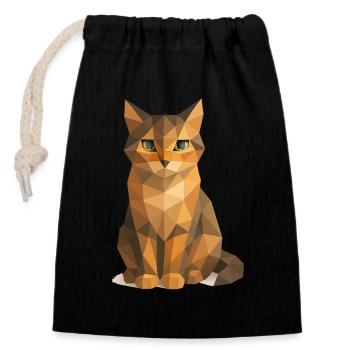 Chat mignon – Chaton mignon pour les amoureux des animaux - Sac cadeau en coton avec cordon (14 x 20 cm) - noir - Devant