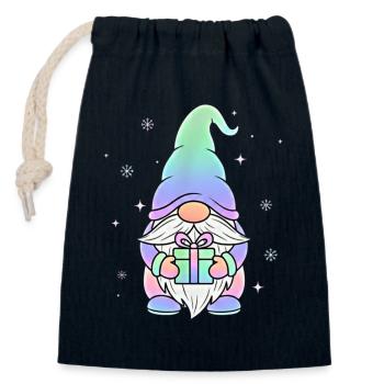 Gnome de Noël Pastel Dégradé - Sac cadeau en coton avec cordon (14 x 20 cm) - bleu marine - Devant