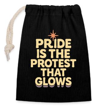 Groovy Pride Retro Égalité Queer Histoire - Sac cadeau en coton avec cordon (14 x 20 cm) - noir - Devant