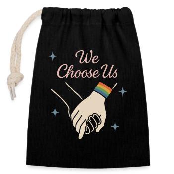 Groovy Pride Retro Égalité Queer Histoire - Sac cadeau en coton avec cordon (14 x 20 cm) - noir - Devant