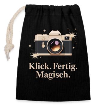 Klick Fertig Magisch Retro-kamera-enthusiasten - Verschließbarer Geschenkbeutel aus Baumwolle (14x20cm) - Schwarz - Vorne