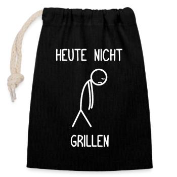 Don't grill today BBQ season BBQ grill - Closable cotton gift bag (14x20cm) - black - Front
