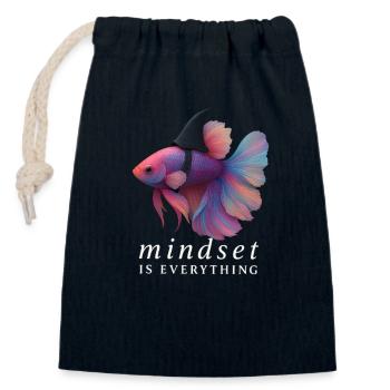 Mindset Fighting Fish Helm, Motivationsspruch - Verschließbarer Geschenkbeutel aus Baumwolle (14x20cm) - Navy - Vorne