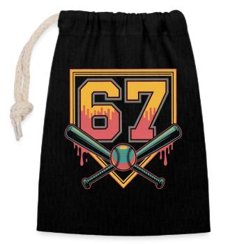 Neon 62 with bat cross - Closable cotton gift bag (14x20cm) - black - Front