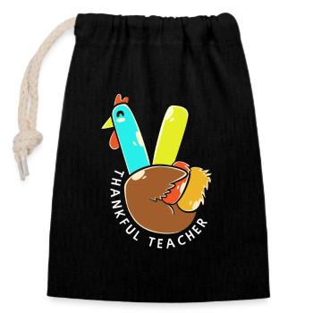Thanksgiving Enseignant Enseignant - Sac cadeau en coton avec cordon (14 x 20 cm) - noir - Devant