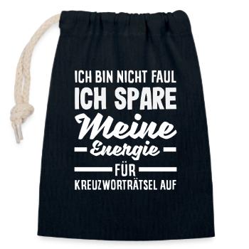 Faul Energier Sparen Für Kreuzworträtsel Humor - Verschließbarer Geschenkbeutel aus Baumwolle (14x20cm) - Navy - Vorne