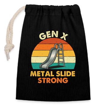 Gen X Metal Slide Starke wilde Kindheit Zitat - Verschließbarer Geschenkbeutel aus Baumwolle (14x20cm) - Schwarz - Vorne