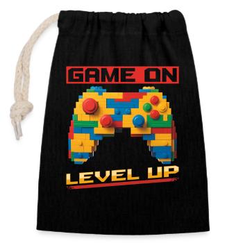 Building Blocks Gamer Gaming Brick Builder - Verschließbarer Geschenkbeutel aus Baumwolle (14x20cm) - Schwarz - Vorne