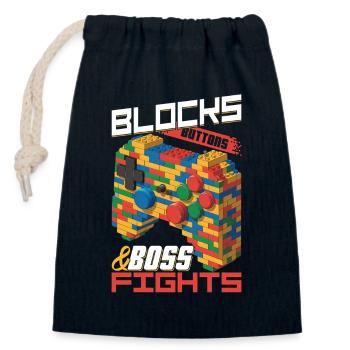 Building Blocks Gamer Gaming Brick Builder - Verschließbarer Geschenkbeutel aus Baumwolle (14x20cm) - Navy - Vorne