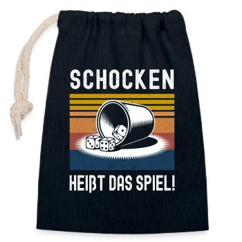 Schocken is the name of the game! Dice Puzzle Jule - Closable cotton gift bag (14x20cm) - navy - Front