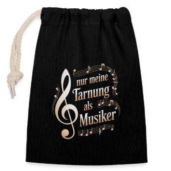 Métier de personnalisateur - mon camouflage en tant que musicien - Sac cadeau en coton avec cordon (14 x 20 cm) - noir - Devant