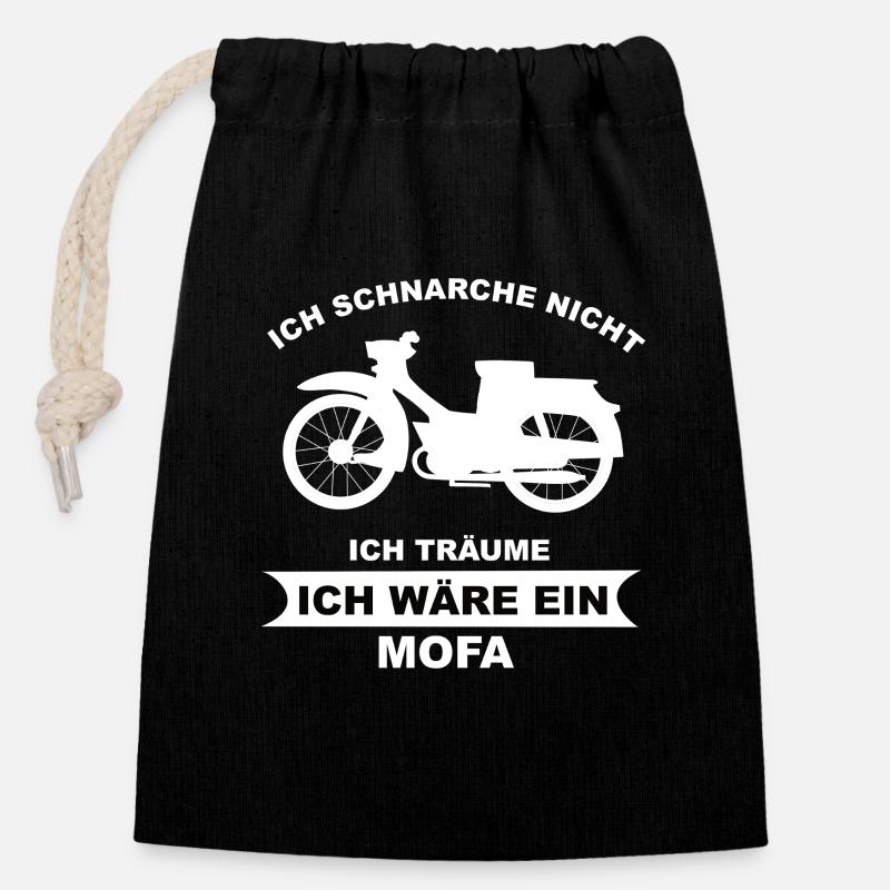 I dream I'm a moped - Closable cotton gift bag (14x20cm) - black