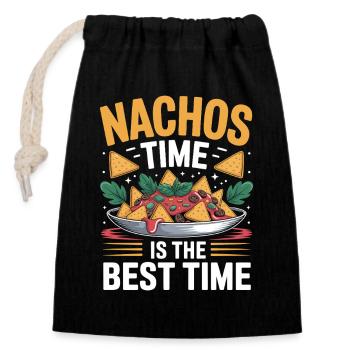 Nachos Mexikanisch Essen Tortilla Taco - Verschließbarer Geschenkbeutel aus Baumwolle (14x20cm) - Schwarz - Vorne