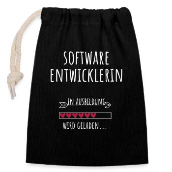 Développeur de logiciels Informatique Études Profession - Sac cadeau en coton avec cordon (14 x 20 cm) - noir - Devant