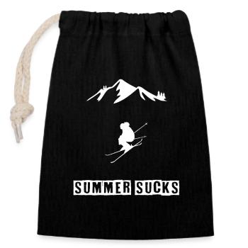 Skiing - Summer sucks - Closable cotton gift bag (14x20cm) - black - Front