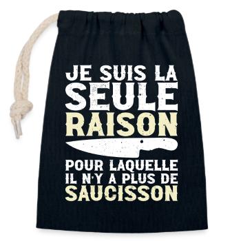 Le Saucisson c'est La Vie - Humor Apéro Cadeau - Verschließbarer Geschenkbeutel aus Baumwolle (14x20cm) - Navy - Vorne