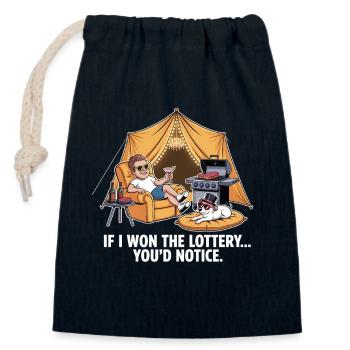C’est drôle si je gagnais à la loterie, vous remarqueriez un yacht - Sac cadeau en coton avec cordon (14 x 20 cm) - bleu marine - Devant