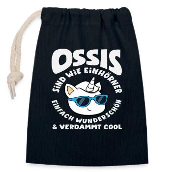 Ossi Einhörner Spruch DDR Stolz - Verschließbarer Geschenkbeutel aus Baumwolle (14x20cm) - Navy - Vorne