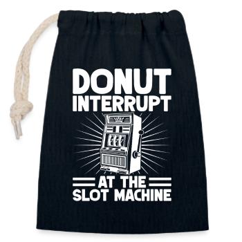 Casino Gambler Donut Interruption à la machine - Sac cadeau en coton avec cordon (14 x 20 cm) - bleu marine - Devant
