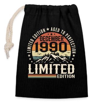 December 1990 - Closable cotton gift bag (14x20cm) - black - Front