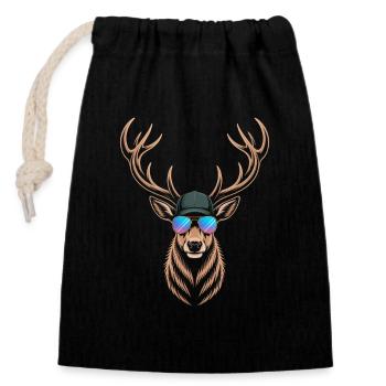 Cerf frais avec des bois - Sac cadeau en coton avec cordon (14 x 20 cm) - noir - Devant