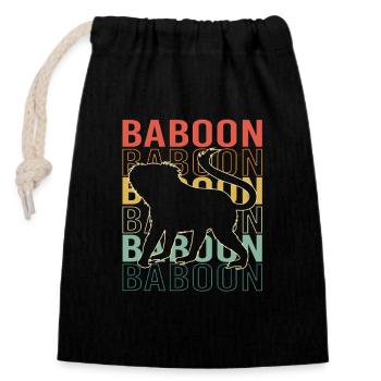 Baboon Baboon Primate Monkey Monkey - Closable cotton gift bag (14x20cm) - black - Front