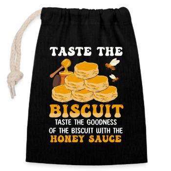 Honey Glazed Biscuit Stack - Closable cotton gift bag (14x20cm) - black - Front