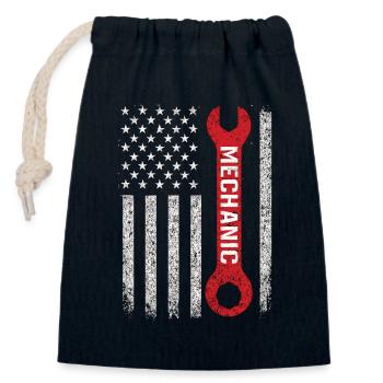 Drapeau US Mécanique Clé Vintage Look - Sac cadeau en coton avec cordon (14 x 20 cm) - bleu marine - Devant