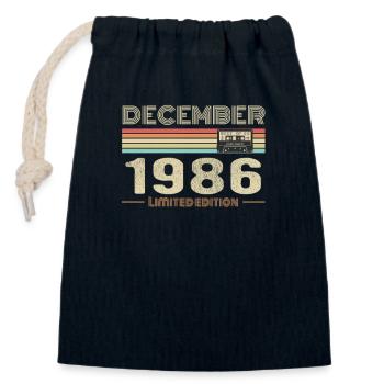 Dezember 1986 Geburtstag Dezember 1986 Dezember - Verschließbarer Geschenkbeutel aus Baumwolle (14x20cm) - Navy - Vorne