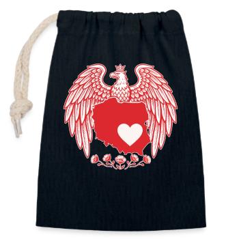 Conception de la carte du cœur de l’aigle polonais - Sac cadeau en coton avec cordon (14 x 20 cm) - bleu marine - Devant