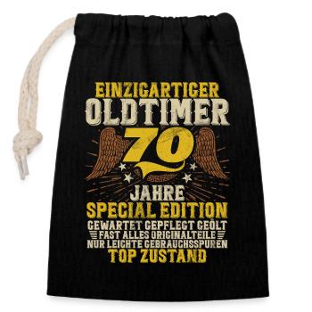 70 Years Unique Classic 70th Birthday - Closable cotton gift bag (14x20cm) - black - Front