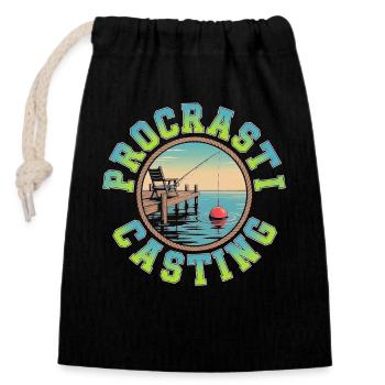  Procrastinating Angler Lazy Fishing Day Humor - Closable cotton gift bag (14x20cm) - black - Front