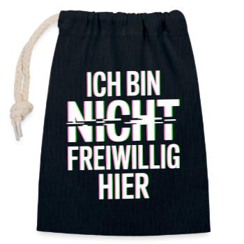 I'm Not Here Voluntarily Anti Smalltalk Office - Closable cotton gift bag (14x20cm) - navy - Front