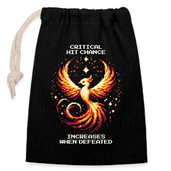 Crit chance increases after defeat | RPG Roguelike - Closable cotton gift bag (14x20cm) - black - Front