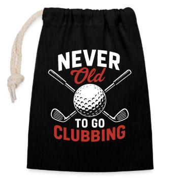 Never Old To Go Clubbing Lustiges Golfdesign - Verschließbarer Geschenkbeutel aus Baumwolle (14x20cm) - Schwarz - Vorne