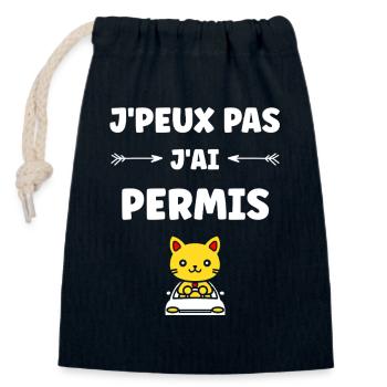 jeune permis, jeune conducteur, permis de conduire - Sac cadeau en coton avec cordon (14 x 20 cm) - bleu marine - Devant