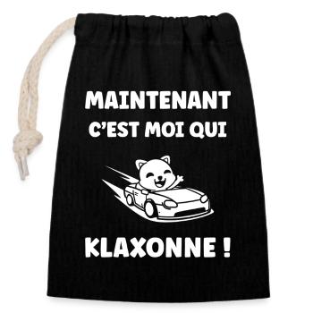 Humour permis de conduire - Sac cadeau en coton avec cordon (14 x 20 cm) - noir - Devant