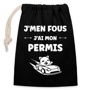 Humour permis de conduire - Sac cadeau en coton avec cordon (14 x 20 cm) - noir - Devant