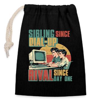 Sibling Rivalry Brother Sister - Closable cotton gift bag (14x20cm) - black - Front