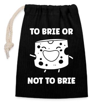 Humour fromage brie - Sac cadeau en coton avec cordon (14 x 20 cm) - noir - Devant