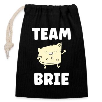 Humour fromage brie - Sac cadeau en coton avec cordon (14 x 20 cm) - noir - Devant