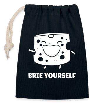Humor brie cheese - Closable cotton gift bag (14x20cm) - navy - Front