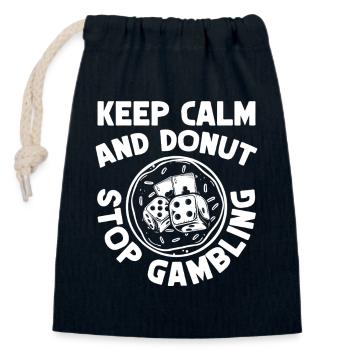 Joueur de casino Keep Calm & Donut Stop Gambling - Sac cadeau en coton avec cordon (14 x 20 cm) - bleu marine - Devant